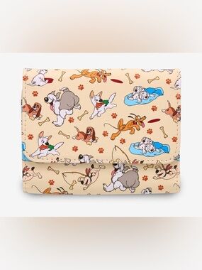 Disney Loungefly Playful Dogs Pattern Foldover Wallet- NWT